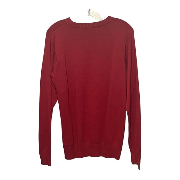 Oscar De La Renta Men’s True Red Diamond Argyle V-Neck Sweater, Medium, Cotton - Picture 5 of 8